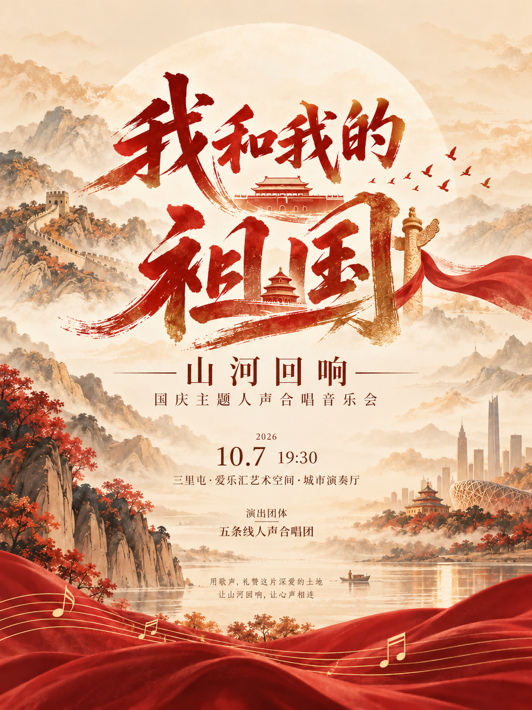 《我和我的祖国》山河回响·国庆主题合唱音乐会 海报